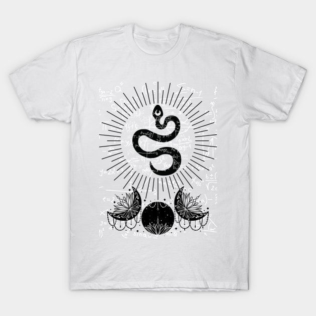 Math, Snake, and the moon Festival, Sacred Geometry, EDM Festival Gear,  Yoga, Meditation T-Shirt by The Dream Team